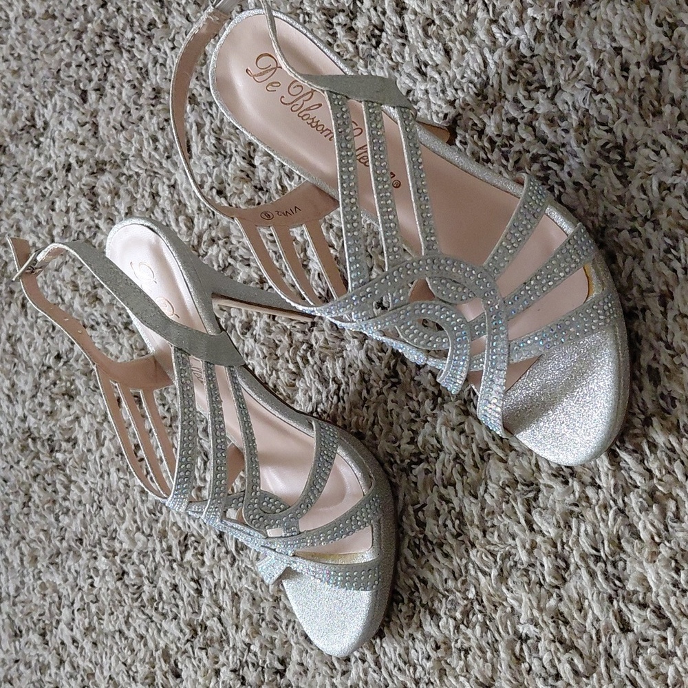 De Blossom Collection Glittering Silver Heels